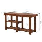 Banc d'entrée rustique en bois d'acacia à 3 niveaux avec rangement pour chaussures HomCom