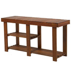 Banc d'entrée rustique en bois d'acacia à 3 niveaux avec rangement pour chaussures HomCom