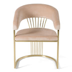 Sedia da pranzo Modrest Linda moderna in velluto beige e oro