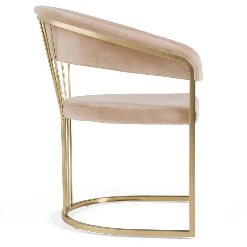 Sedia da pranzo Modrest Linda moderna in velluto beige e oro