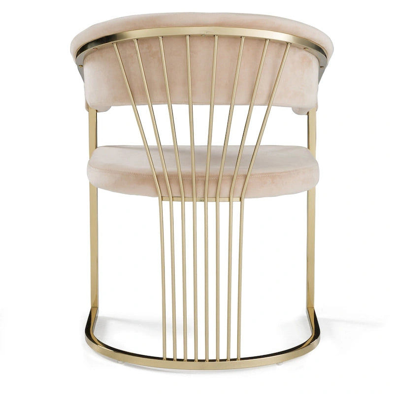 Sedia da pranzo Modrest Linda moderna in velluto beige e oro