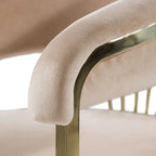 Sedia da pranzo Modrest Linda moderna in velluto beige e oro