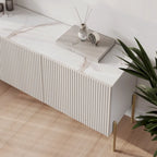 Living Skog Selline, Consolle/Mobile TV Beige, per TV fino a 65 pollici, con gambe in metallo, design Art Déco