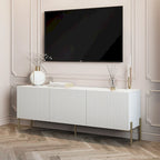Living Skog Selline, Consolle/Mobile TV Beige, per TV fino a 65 pollici, con gambe in metallo, design Art Déco