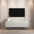 Living Skog Selline, Consolle/Mobile TV Beige, per TV fino a 65 pollici, con gambe in metallo, design Art Déco