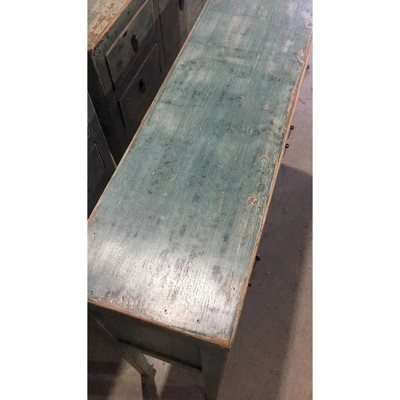 Consolle Artissance con 4 cassetti, 99 cm, color acquamarina anticato
