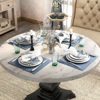 Tavolo da pranzo a piedistallo Brec Rustic White 48 pollici di Furniture of America