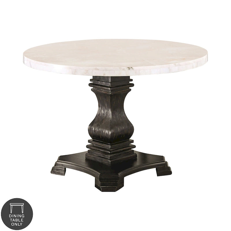 Tavolo da pranzo a piedistallo Brec Rustic White 48 pollici di Furniture of America
