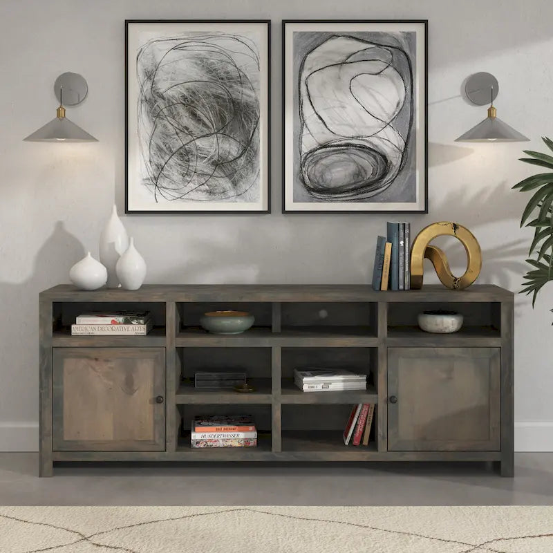 Bridgevine Home Joshua Creek Mobile TV da 84 pollici per TV fino a 95 pollici, nessun montaggio richiesto, finitura Barnwood