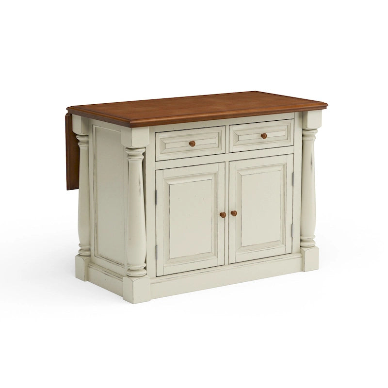 Isola da Cucina Monarch in Legno Bianco Sporco di Homestyles - 122 x 91 x 63,5 cm