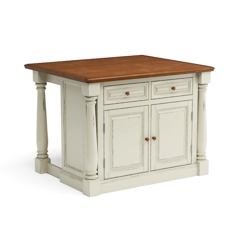 Isola da Cucina Monarch in Legno Bianco Sporco di Homestyles - 122 x 91 x 63,5 cm