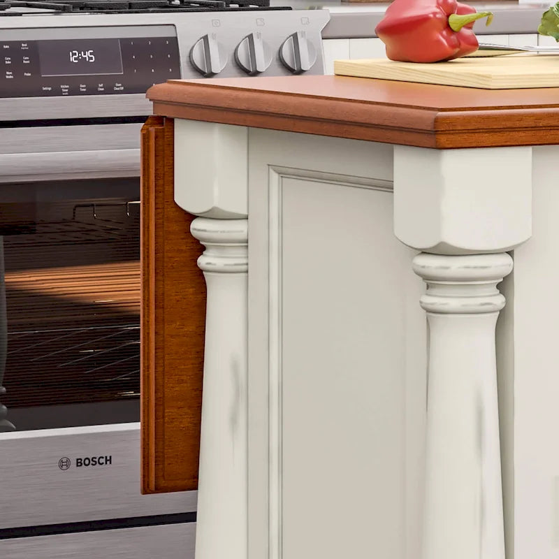 Isola da Cucina Monarch in Legno Bianco Sporco di Homestyles - 122 x 91 x 63,5 cm