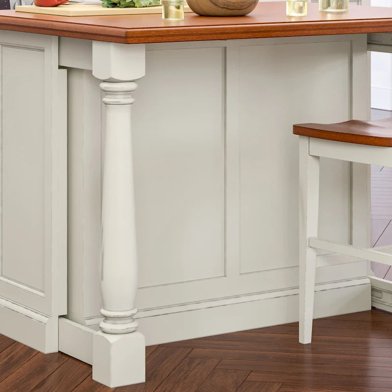 Isola da Cucina Monarch in Legno Bianco Sporco di Homestyles - 122 x 91 x 63,5 cm