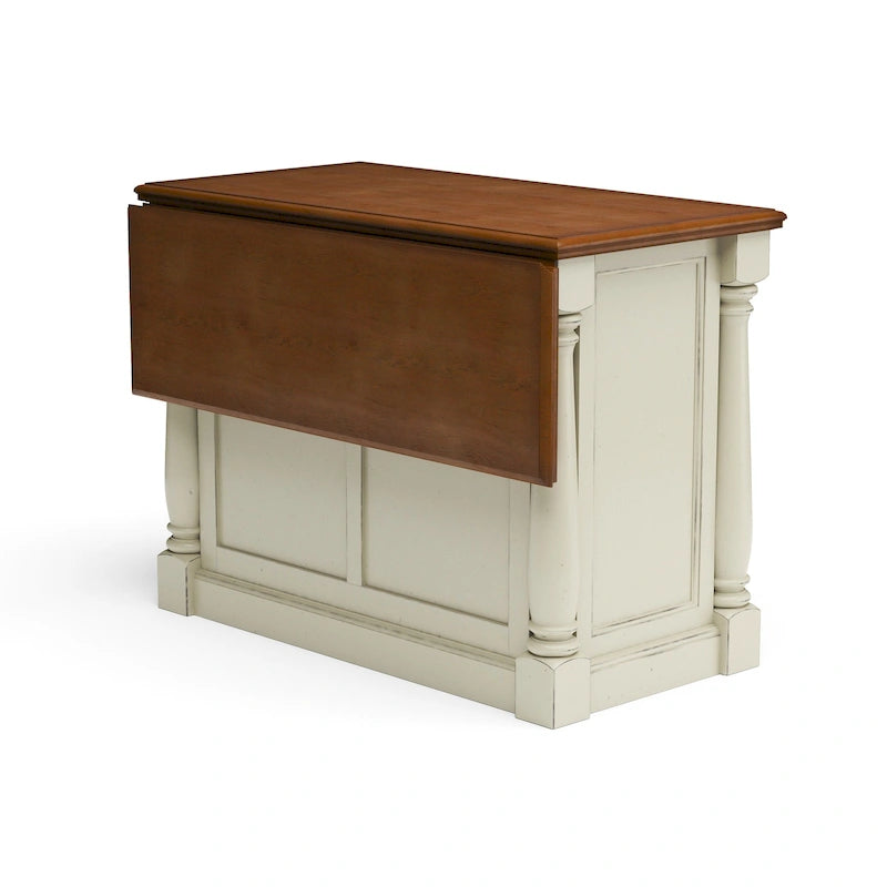 Isola da Cucina Monarch in Legno Bianco Sporco di Homestyles - 122 x 91 x 63,5 cm