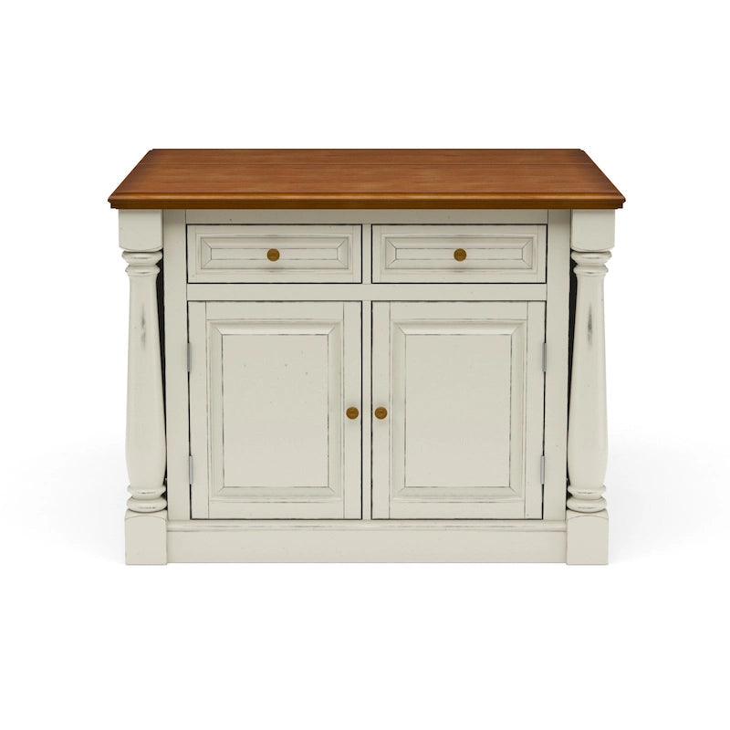 Isola da Cucina Monarch in Legno Bianco Sporco di Homestyles - 122 x 91 x 63,5 cm