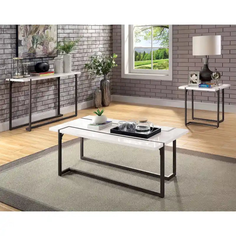 Tavolino da caffè Tawl Contemporary bianco laccato 47 pollici di Furniture of America
