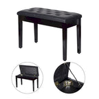 HOMCOM Panca Pianoforte Tradizionale in Betulla Stile Country con Imbottitura in Similpelle per 2 Persone - Nera