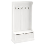 HOMCOM Banc de Rangement et Porte-Manteau d'Entrée 3-en-1, 71 po, avec 5 Crochets Doubles en Acier et Ancrage Anti-Basculement