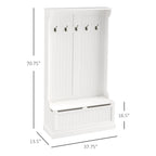 HOMCOM Banc de Rangement et Porte-Manteau d'Entrée 3-en-1, 71 po, avec 5 Crochets Doubles en Acier et Ancrage Anti-Basculement