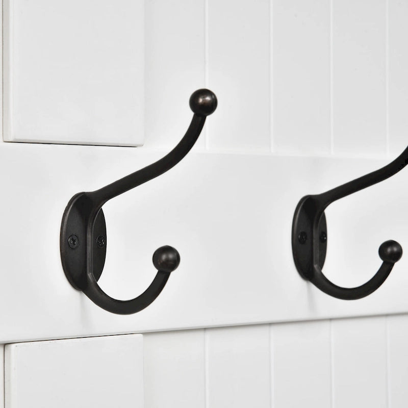 HOMCOM Banc de Rangement et Porte-Manteau d'Entrée 3-en-1, 71 po, avec 5 Crochets Doubles en Acier et Ancrage Anti-Basculement
