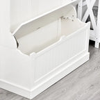 HOMCOM Banc de Rangement et Porte-Manteau d'Entrée 3-en-1, 71 po, avec 5 Crochets Doubles en Acier et Ancrage Anti-Basculement