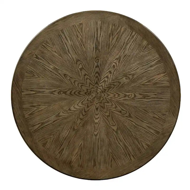 Tavolo da pranzo rotondo in legno Furniture of America Dice Rustic Oak da 54 pollici