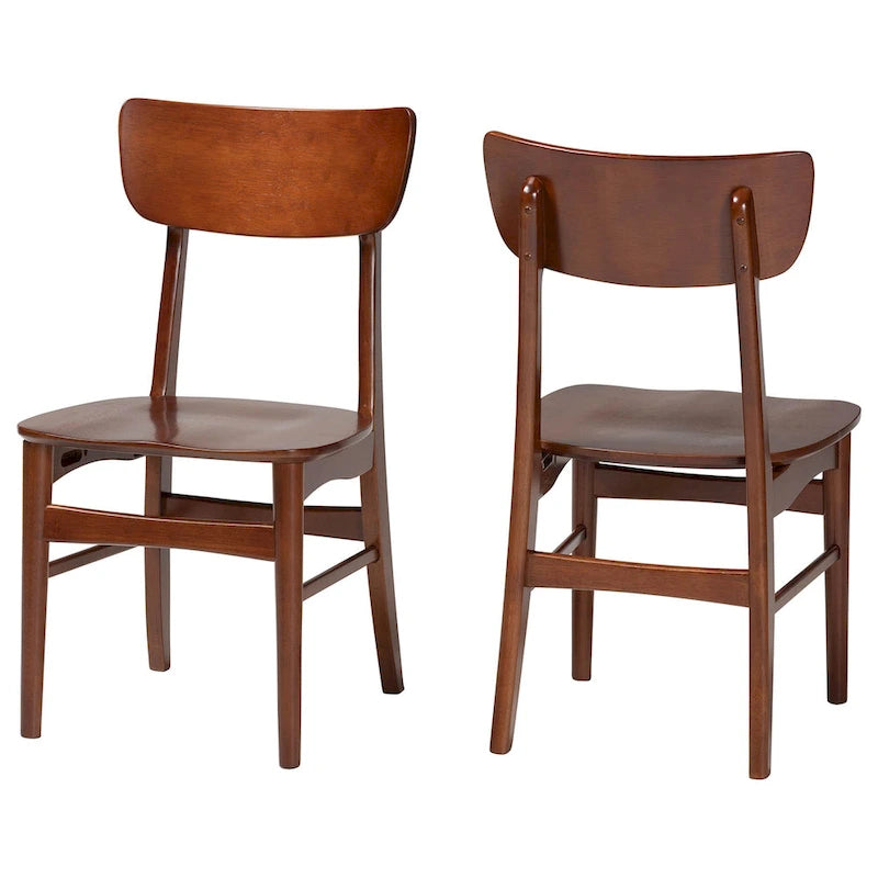 Paesi Bassi Sedie da Pranzo Laterali in Legno Curvo in Noce Scuro, Stile Scandinavo Moderno Metà Secolo (Set di 2)