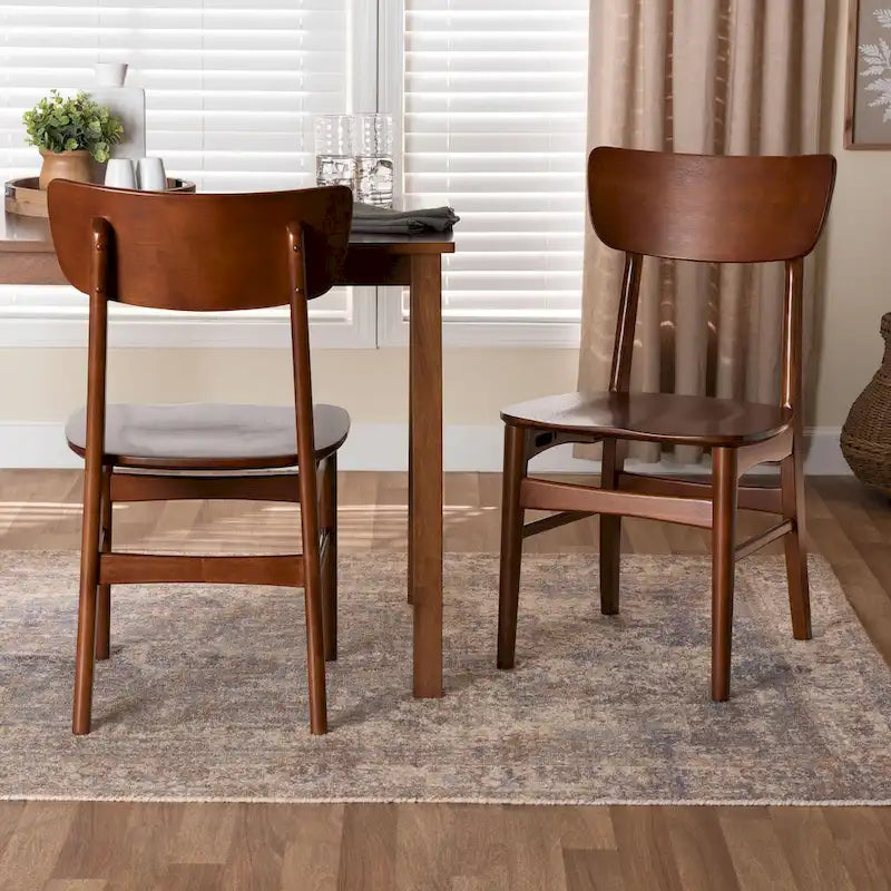 Paesi Bassi Sedie da Pranzo Laterali in Legno Curvo in Noce Scuro, Stile Scandinavo Moderno Metà Secolo (Set di 2)