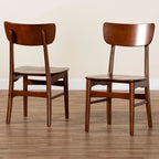 Paesi Bassi Sedie da Pranzo Laterali in Legno Curvo in Noce Scuro, Stile Scandinavo Moderno Metà Secolo (Set di 2)