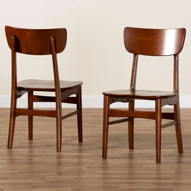 Paesi Bassi Sedie da Pranzo Laterali in Legno Curvo in Noce Scuro, Stile Scandinavo Moderno Metà Secolo (Set di 2)