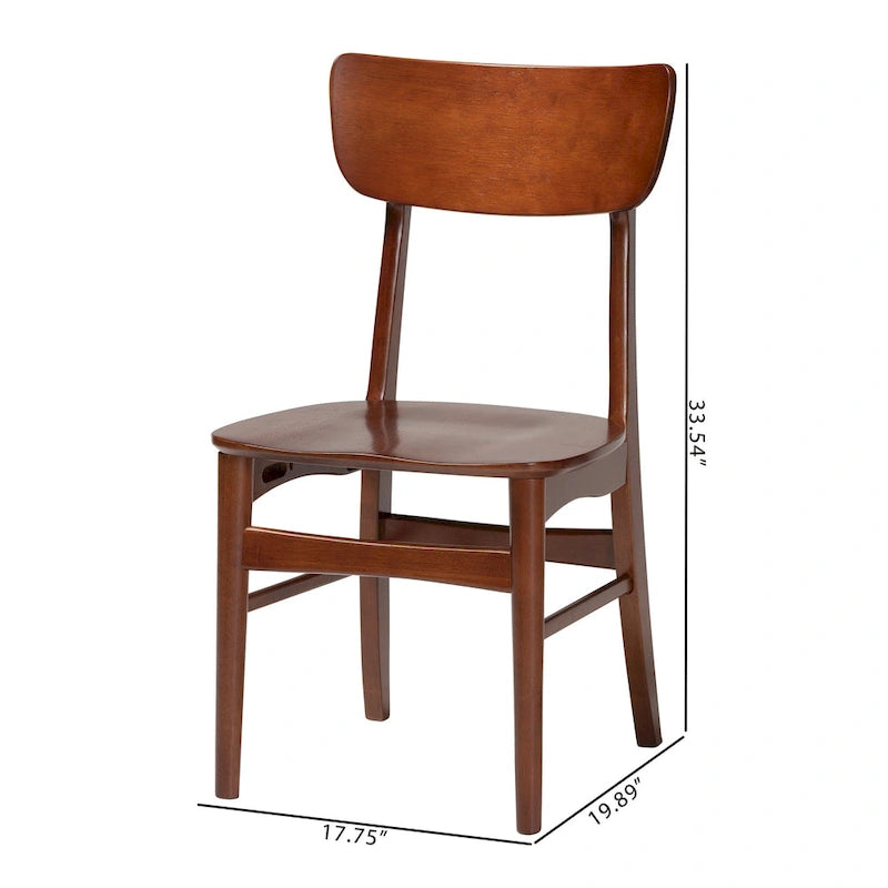 Paesi Bassi Sedie da Pranzo Laterali in Legno Curvo in Noce Scuro, Stile Scandinavo Moderno Metà Secolo (Set di 2)