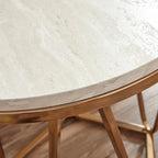 Tavolino Rotondo Moderno in Finto Marmo Henderson SEI Furniture con Base Geometrica Dorata