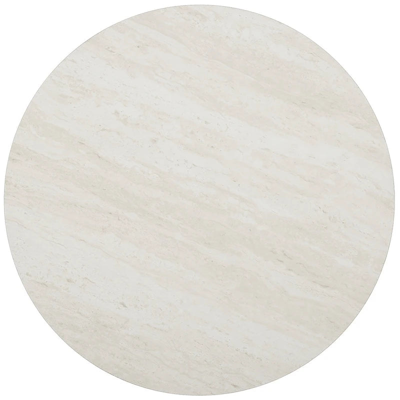 Tavolino Rotondo Moderno in Finto Marmo Henderson SEI Furniture con Base Geometrica Dorata