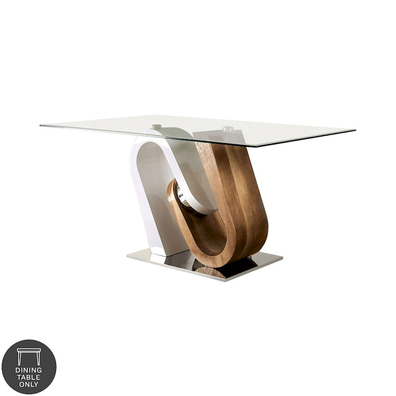 Table à manger contemporaine en verre de 162,5 cm Fen de Furniture of America, blanche