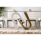 Table à manger contemporaine en verre de 162,5 cm Fen de Furniture of America, blanche