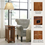 Tavolino a lampada "Mission" in legno massello Leick Home