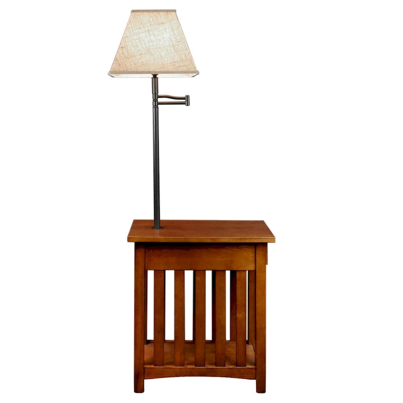 Tavolino a lampada "Mission" in legno massello Leick Home