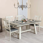 Tavolo da pranzo rettangolare in legno di gomma e bianco invecchiato da 64,5 - 29,25 A x 64,57 L x 35,43 P