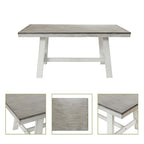 Tavolo da pranzo rettangolare in legno di gomma e bianco invecchiato da 64,5 - 29,25 A x 64,57 L x 35,43 P