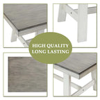 Tavolo da pranzo rettangolare in legno di gomma e bianco invecchiato da 64,5 - 29,25 A x 64,57 L x 35,43 P