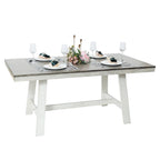 Tavolo da pranzo rettangolare in legno di gomma e bianco invecchiato da 64,5 - 29,25 A x 64,57 L x 35,43 P