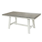 Tavolo da pranzo rettangolare in legno di gomma e bianco invecchiato da 64,5 - 29,25 A x 64,57 L x 35,43 P