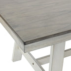 Tavolo da pranzo rettangolare in legno di gomma e bianco invecchiato da 64,5 - 29,25 A x 64,57 L x 35,43 P