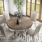 Set da pranzo rotondo Caelum Farmhouse a 5 pezzi in legno massello di The Gray Barn