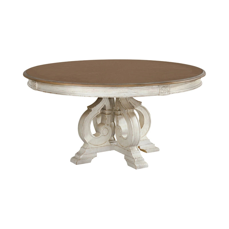 Set da pranzo rotondo Caelum Farmhouse a 5 pezzi in legno massello di The Gray Barn