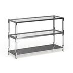 Tavolo da divano Fald contemporaneo cromato 120 cm in vetro a 2 ripiani di Furniture of America