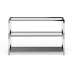 Tavolo da divano Fald contemporaneo cromato 120 cm in vetro a 2 ripiani di Furniture of America