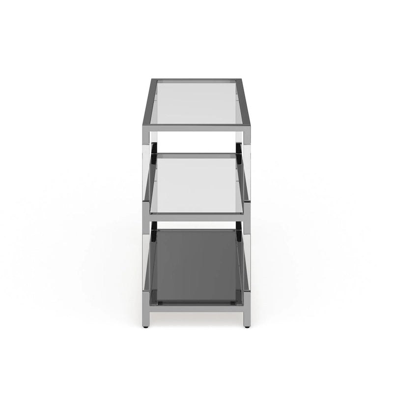 Tavolo da divano Fald contemporaneo cromato 120 cm in vetro a 2 ripiani di Furniture of America