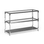 Tavolo da divano Fald contemporaneo cromato 120 cm in vetro a 2 ripiani di Furniture of America