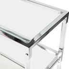 Tavolo da divano Fald contemporaneo cromato 120 cm in vetro a 2 ripiani di Furniture of America